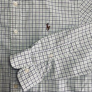 Ralph Lauren‎ Button Down Shirt Mens Large Slim Fit Stretch Oxford Plaid Checked